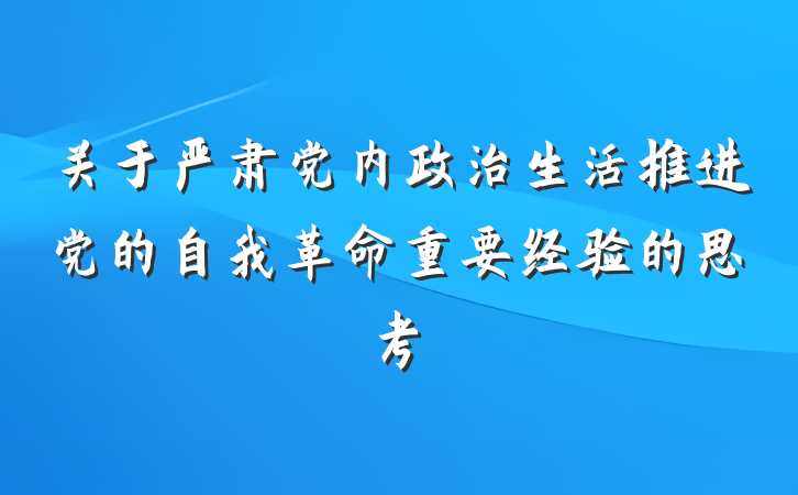 关于严肃党内政治生活推进党的自我革命重要经验的思考