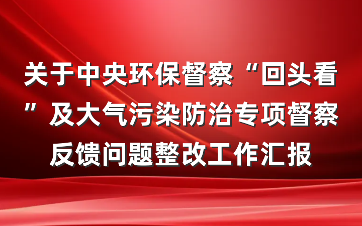 关于中央环保督察“回头看”及大气污染防治专项督察反馈问题整改工作汇报