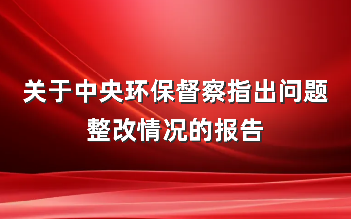 关于中央环保督察指出问题整改情况的报告