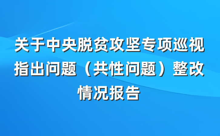 关于中央脱贫攻坚专项巡视指出问题（共性问题）整改情况报告