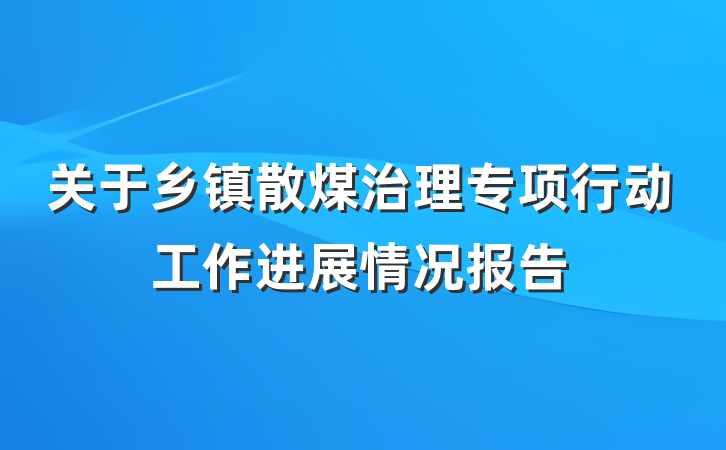 关于乡镇散煤治理专项行动工作进展情况报告