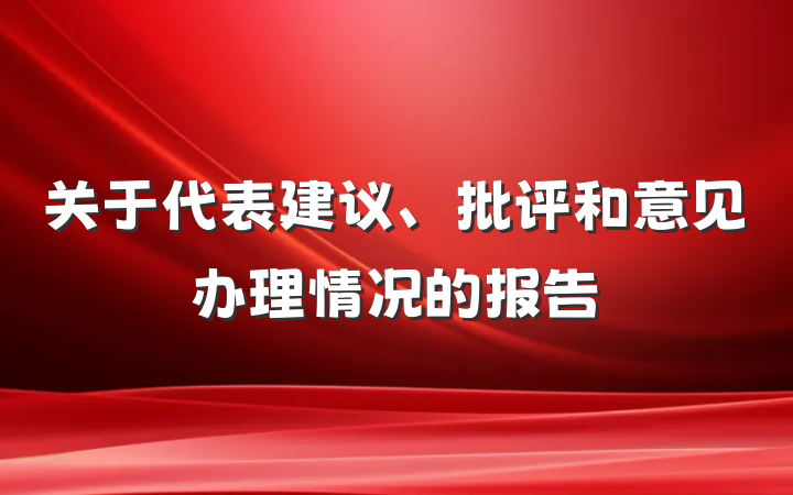 关于代表建议、批评和意见办理情况的报告