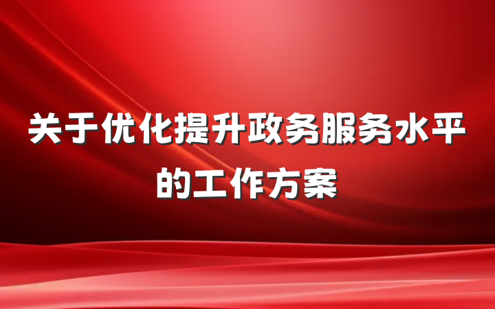 关于优化提升政务服务水平的工作方案