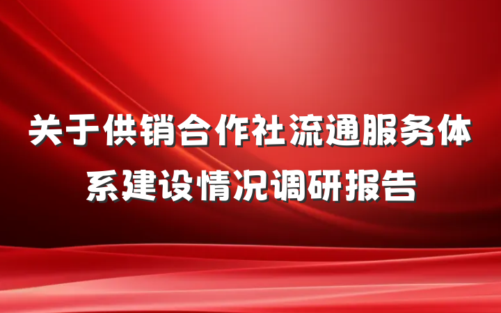 关于供销合作社流通服务体系建设情况调研报告
