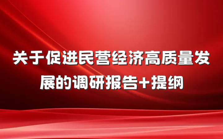 关于促进民营经济高质量发展的调研报告 提纲
