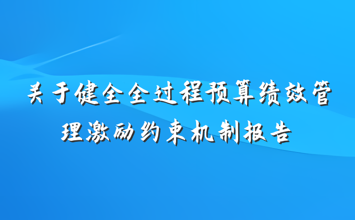 关于健全全过程预算绩效管理激励约束机制报告