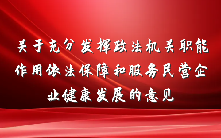 关于充分发挥政法机关职能作用依法保障和服务民营企业健康发展的意见