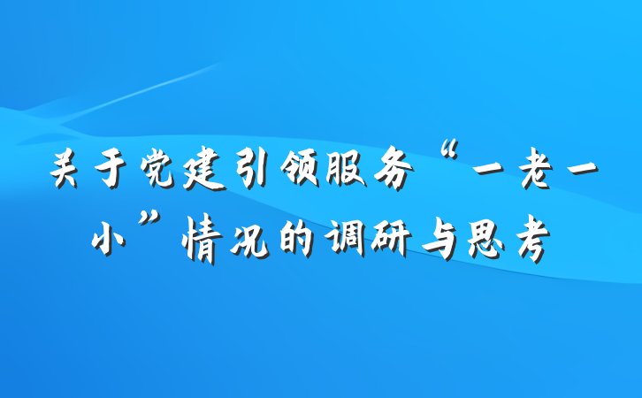 关于党建引领服务“一老一小”情况的调研与思考