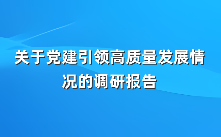 关于党建引领高质量发展情况的调研报告