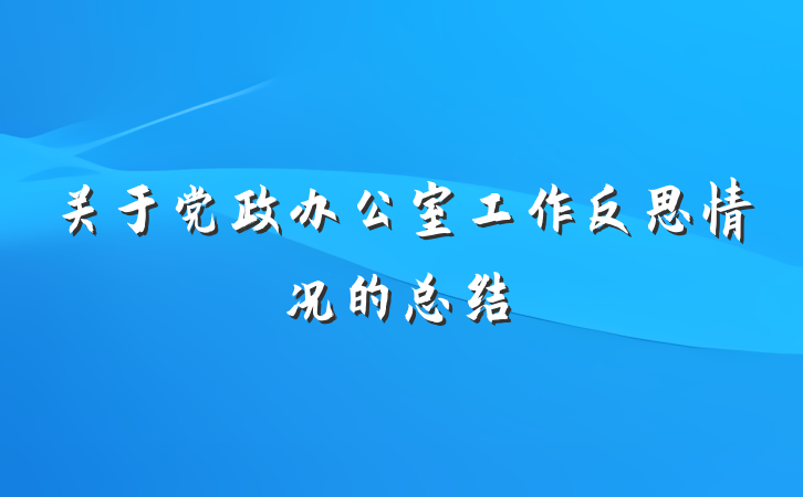 关于党政办公室工作反思情况的总结