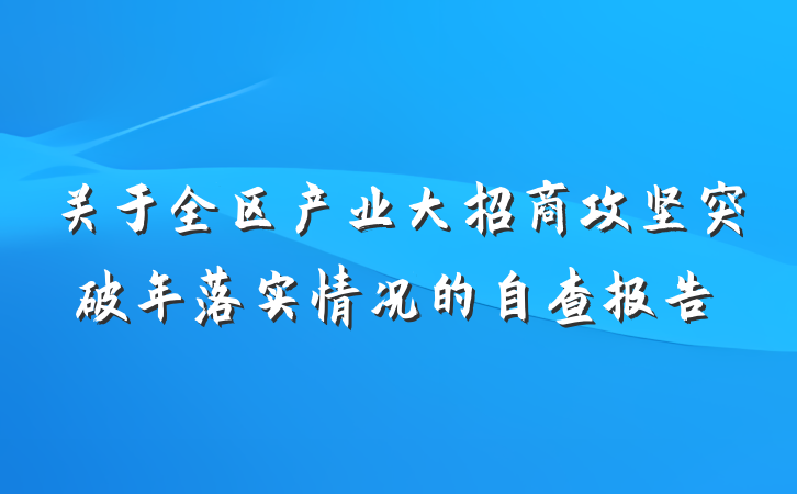 关于全区产业大招商攻坚突破年落实情况的自查报告