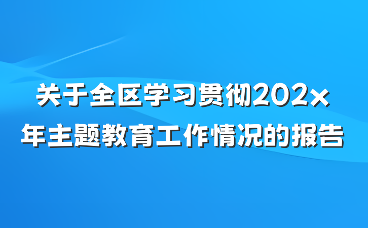关于全区学习贯彻202x年主题教育工作情况的报告