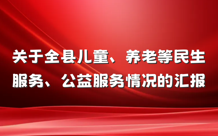 关于全县儿童、养老等民生服务、公益服务情况的汇报