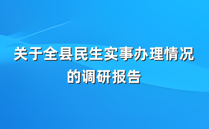 关于全县民生实事办理情况的调研报告