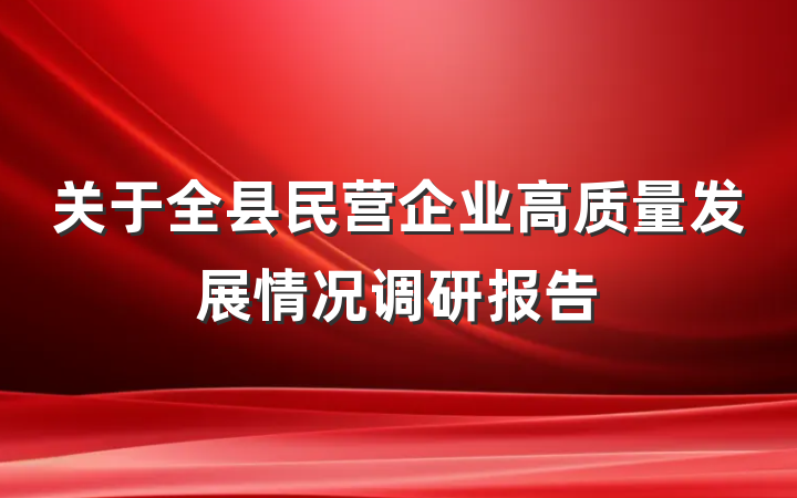 关于全县民营企业高质量发展情况调研报告