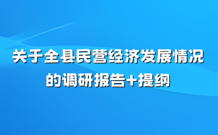 关于全县民营经济发展情况的调研报告 提纲