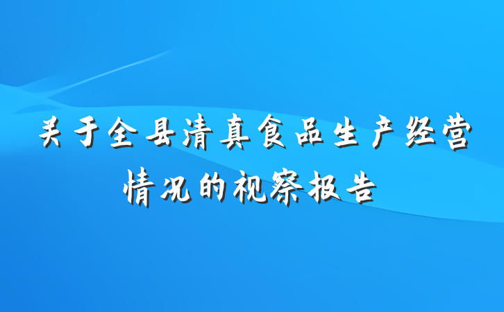 关于全县清真食品生产经营情况的视察报告