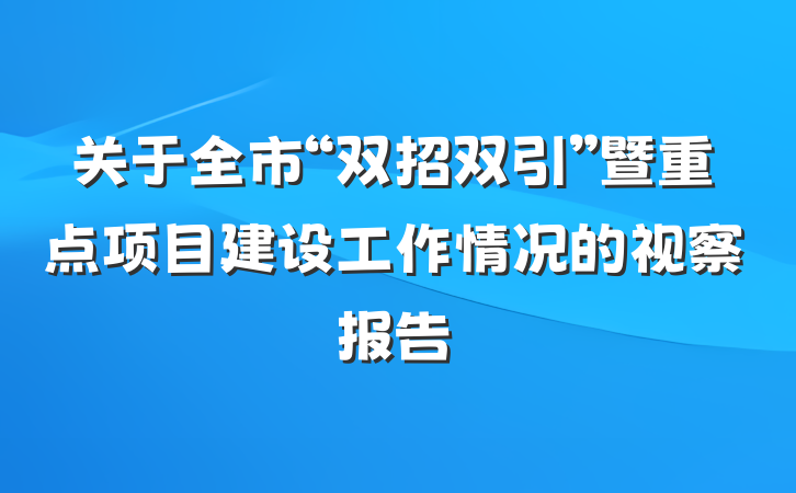 关于全市“双招双引”暨重点项目建设工作情况的视察报告
