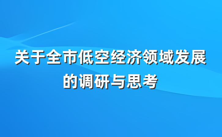 关于全市低空经济领域发展的调研与思考
