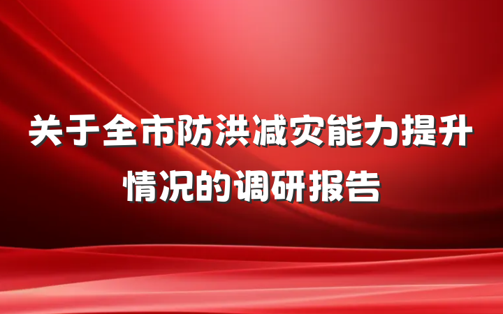关于全市防洪减灾能力提升情况的调研报告