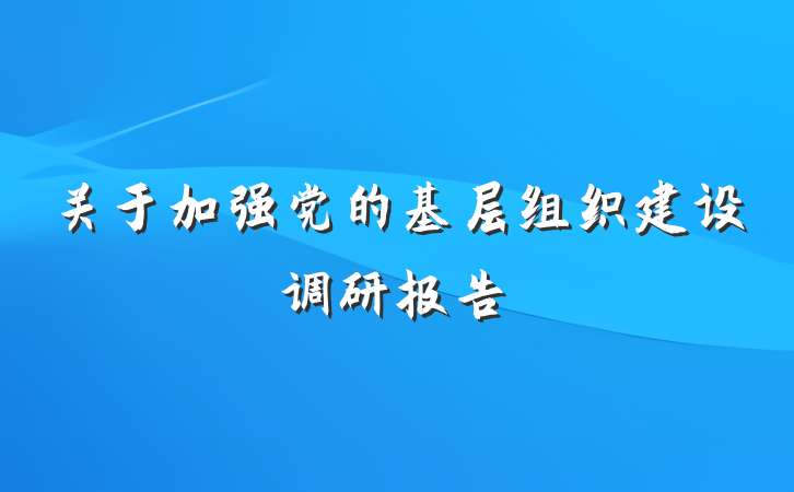 关于加强党的基层组织建设调研报告