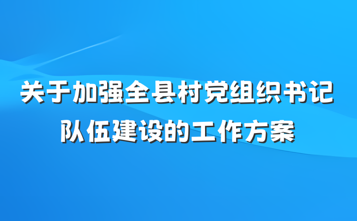 关于加强全县村党组织书记队伍建设的工作方案