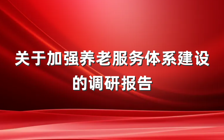 关于加强养老服务体系建设的调研报告