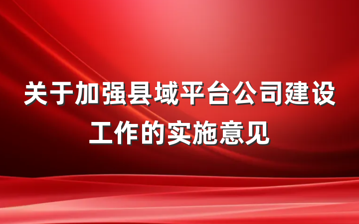 关于加强县域平台公司建设工作的实施意见