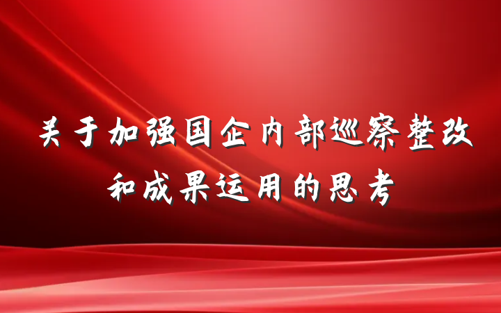 关于加强国企内部巡察整改和成果运用的思考