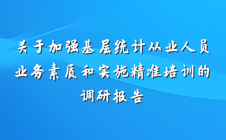 关于加强基层统计从业人员业务素质和实施精准培训的调研报告