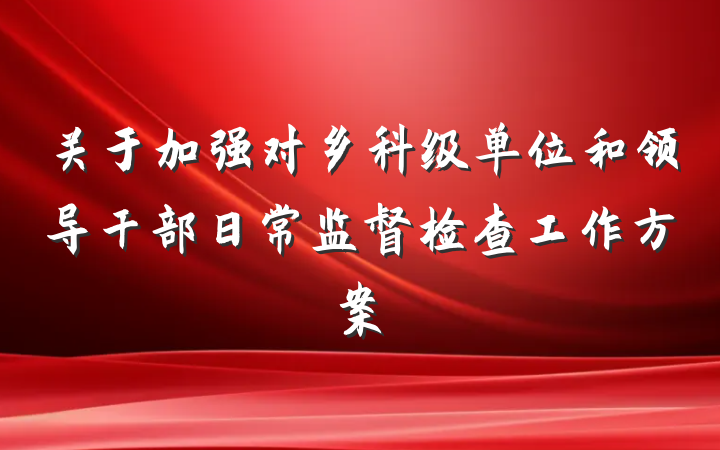 关于加强对乡科级单位和领导干部日常监督检查工作方案