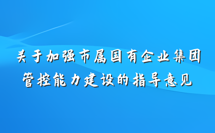 关于加强市属国有企业集团管控能力建设的指导意见