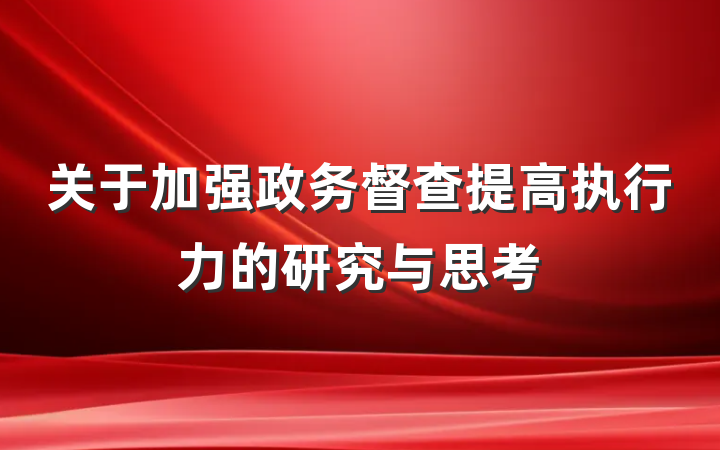关于加强政务督查提高执行力的研究与思考