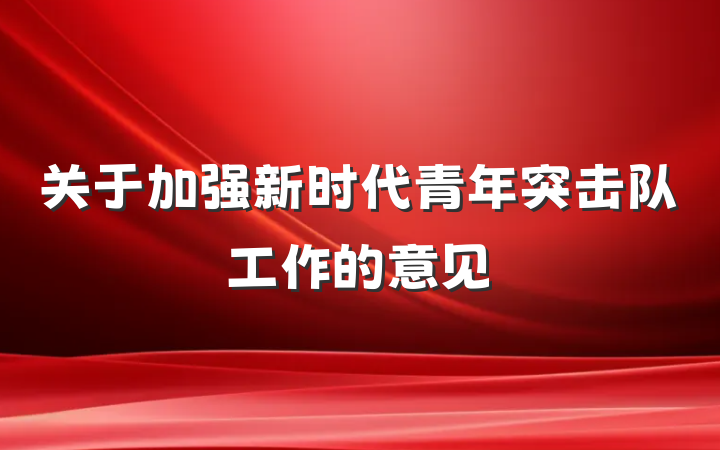 关于加强新时代青年突击队工作的意见