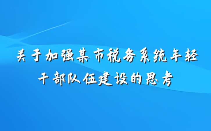 关于加强某市税务系统年轻干部队伍建设的思考