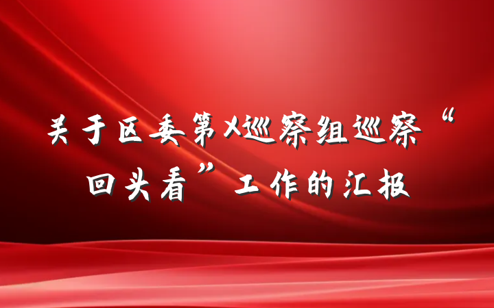 关于区委第X巡察组巡察“回头看”工作的汇报