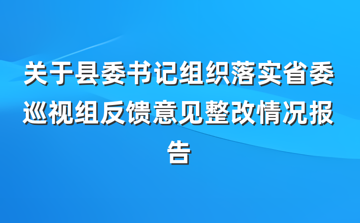 关于县委书记组织落实省委巡视组反馈意见整改情况报告