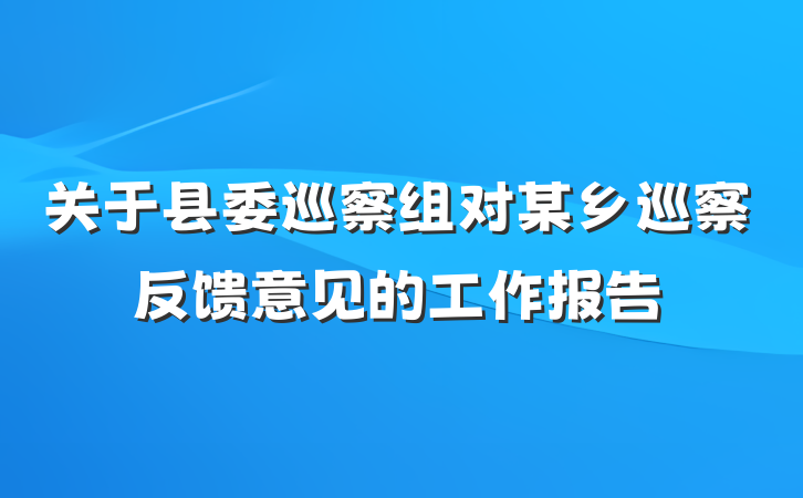 关于县委巡察组对某乡巡察反馈意见的工作报告