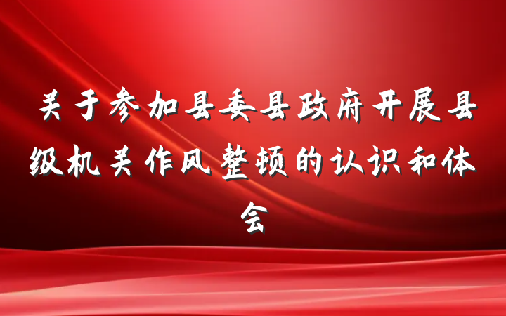 关于参加县委县政府开展县级机关作风整顿的认识和体会