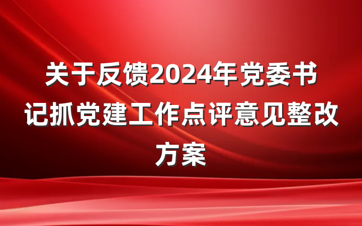 关于反馈2024年党委书记抓党建工作点评意见整改方案