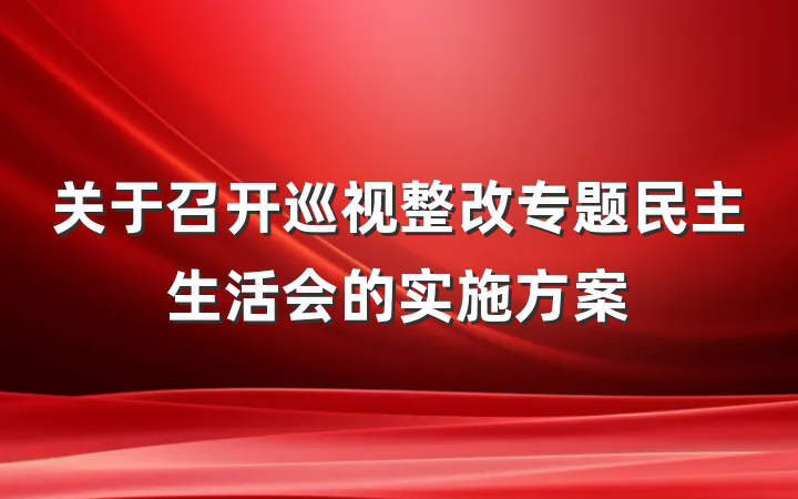 关于召开巡视整改专题民主生活会的实施方案