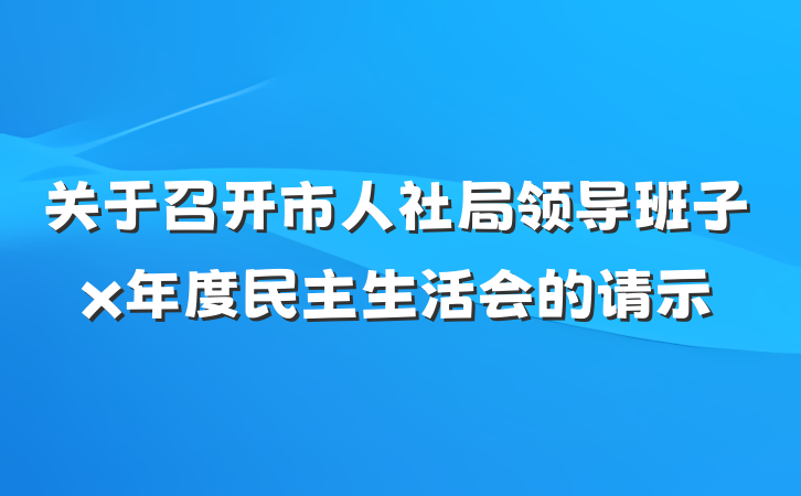 关于召开市人社局领导班子x年度民主生活会的请示