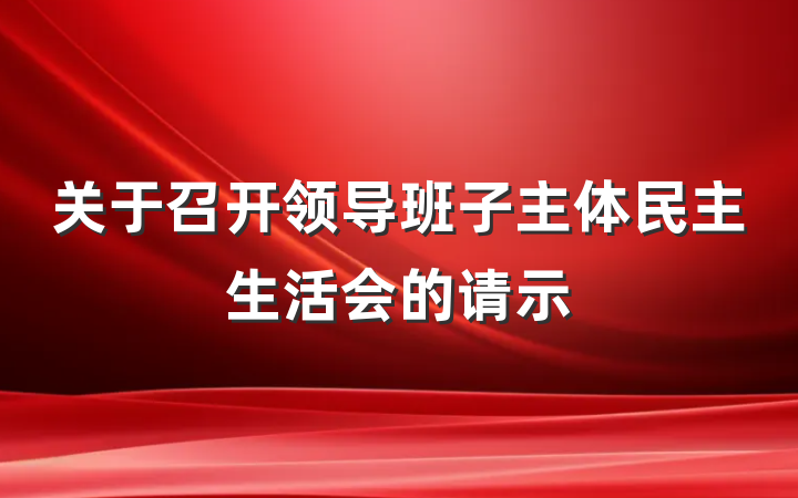 关于召开领导班子主体民主生活会的请示