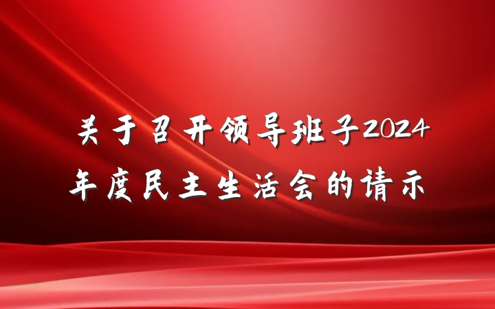 关于召开领导班子2024年度民主生活会的请示