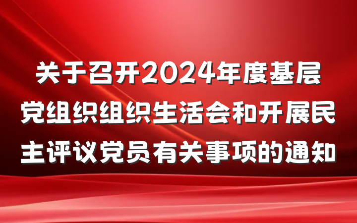 关于召开2024年度基层党组织组织生活会和开展民主评议党员有关事项的通知