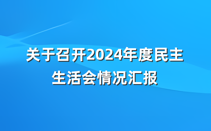 关于召开2024年度民主生活会情况汇报