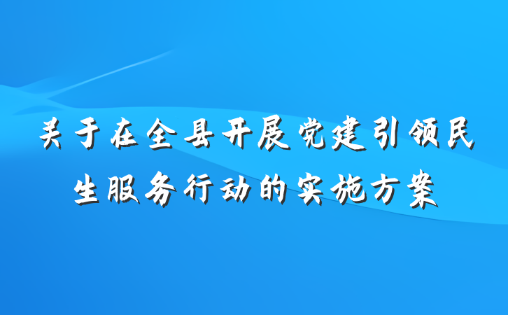 关于在全县开展党建引领民生服务行动的实施方案