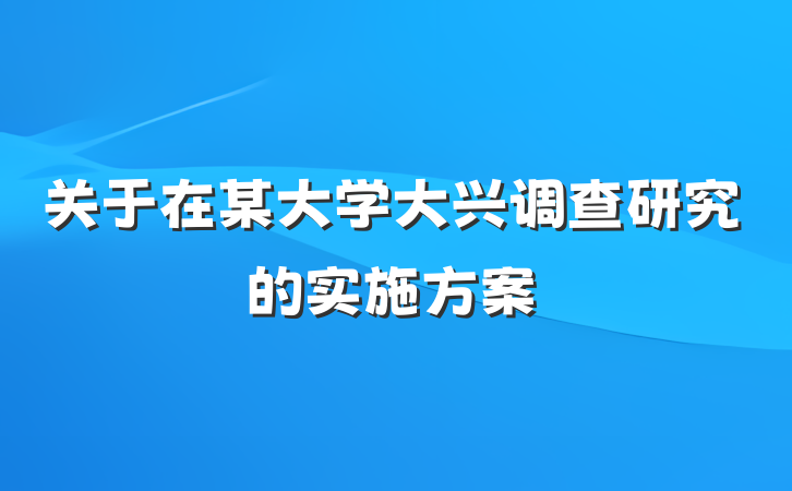 关于在某大学大兴调查研究的实施方案