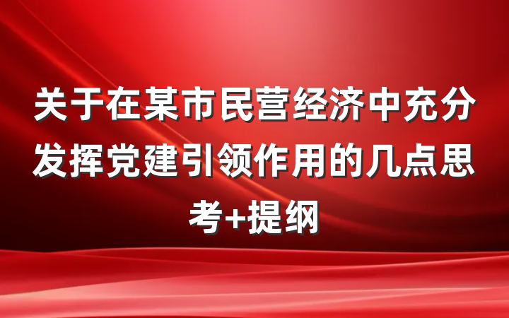 关于在某市民营经济中充分发挥党建引领作用的几点思考 提纲