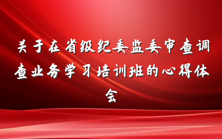 关于在省级纪委监委审查调查业务学习培训班的心得体会